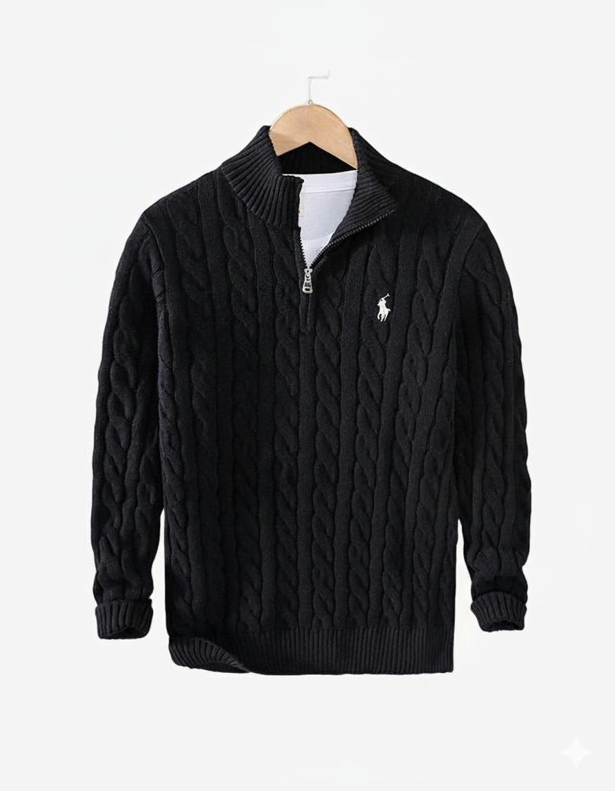 R&L | Suéter de punto trenzado con cremallera de un cuarto