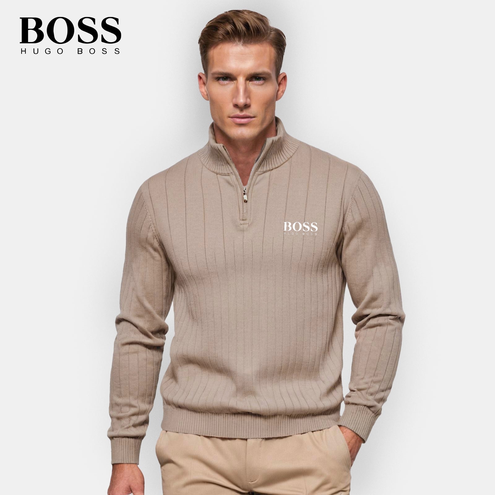 BS™ Ribbed Half-Zip Knit – Premium Men’s Sweater