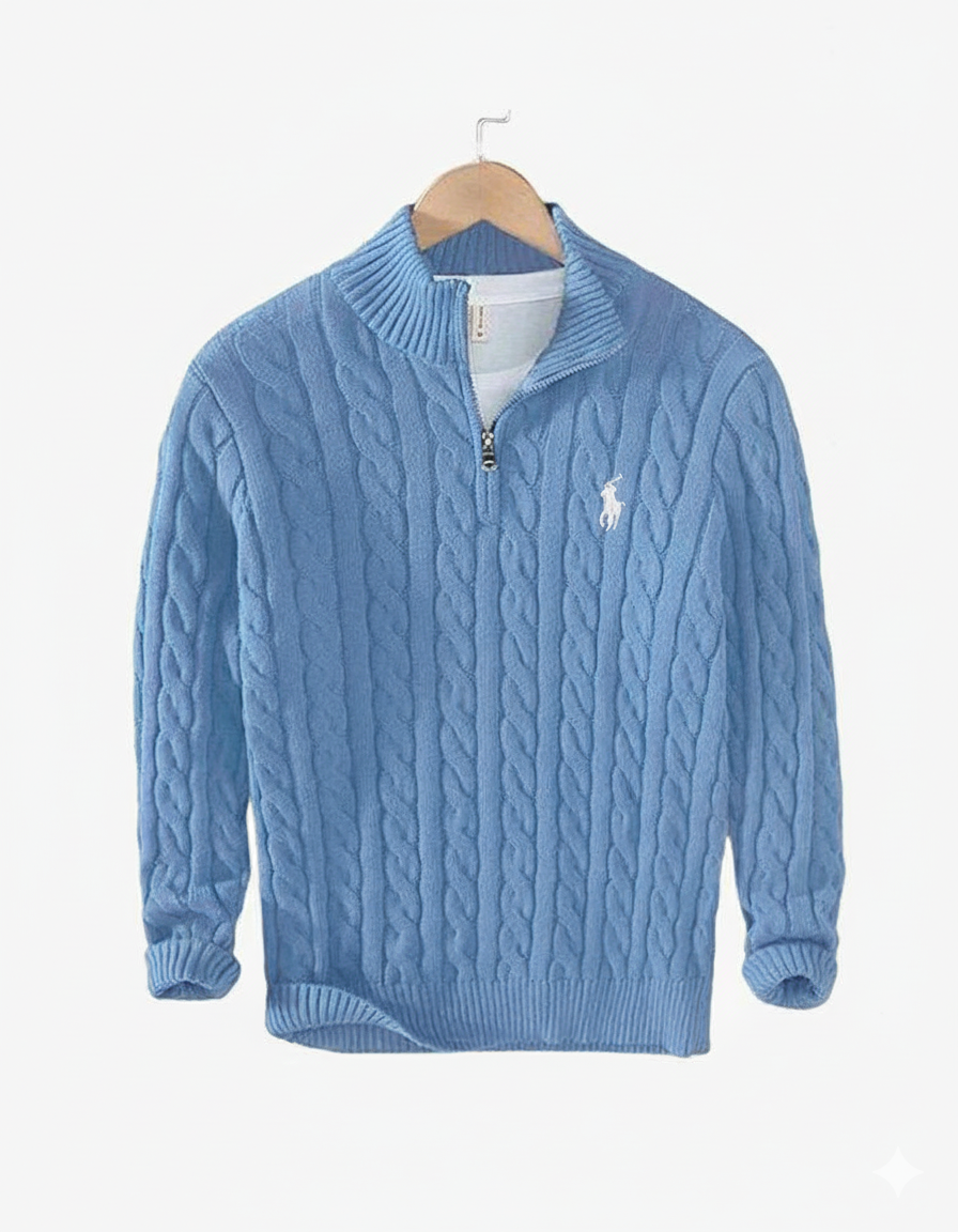 R&amp;L | Suéter de punto trenzado con cremallera de un cuarto