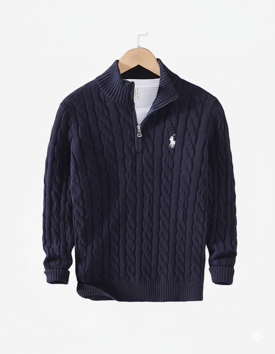 R&amp;L | Suéter de punto trenzado con cremallera de un cuarto