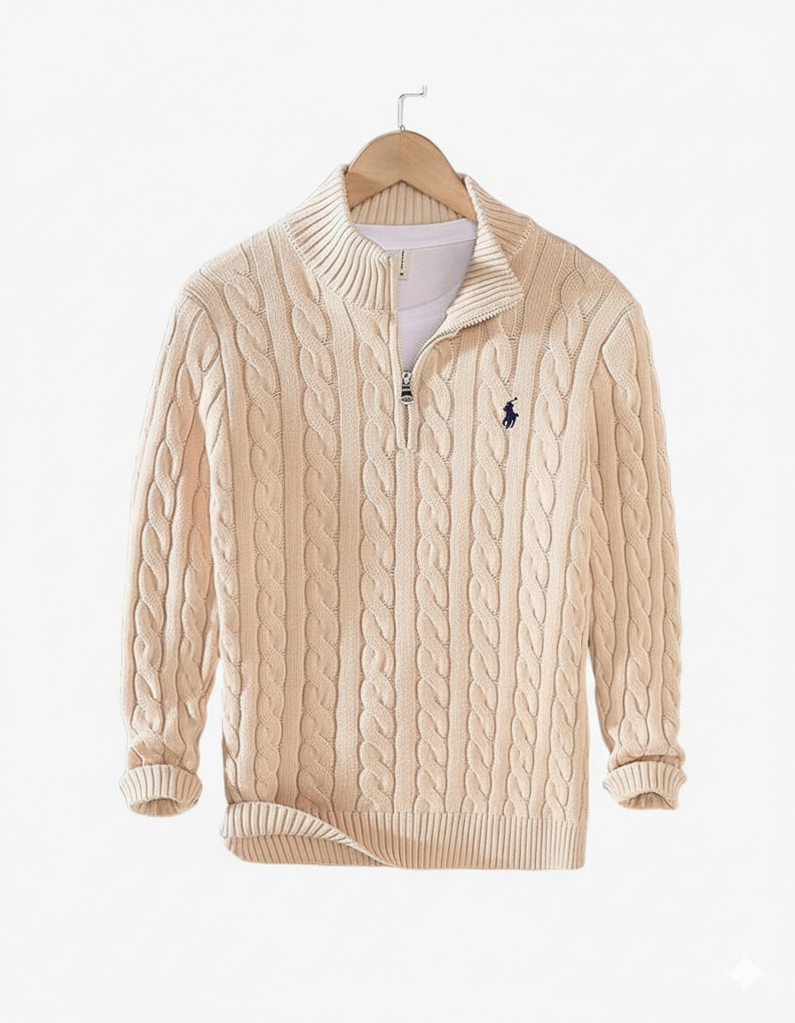 R&amp;L | Suéter de punto trenzado con cremallera de un cuarto