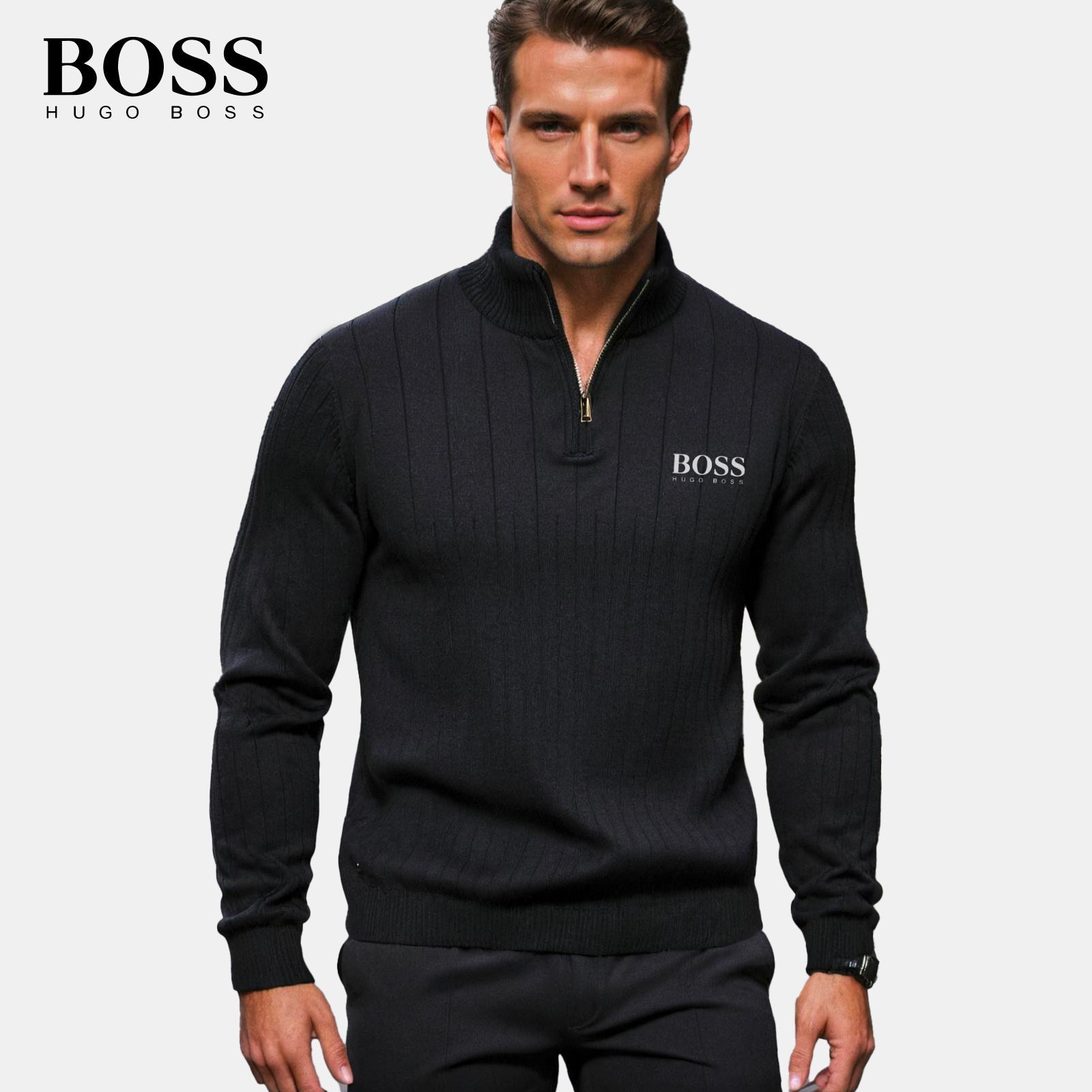 BS™ Ribbed Half-Zip Knit – Premium Men’s Sweater