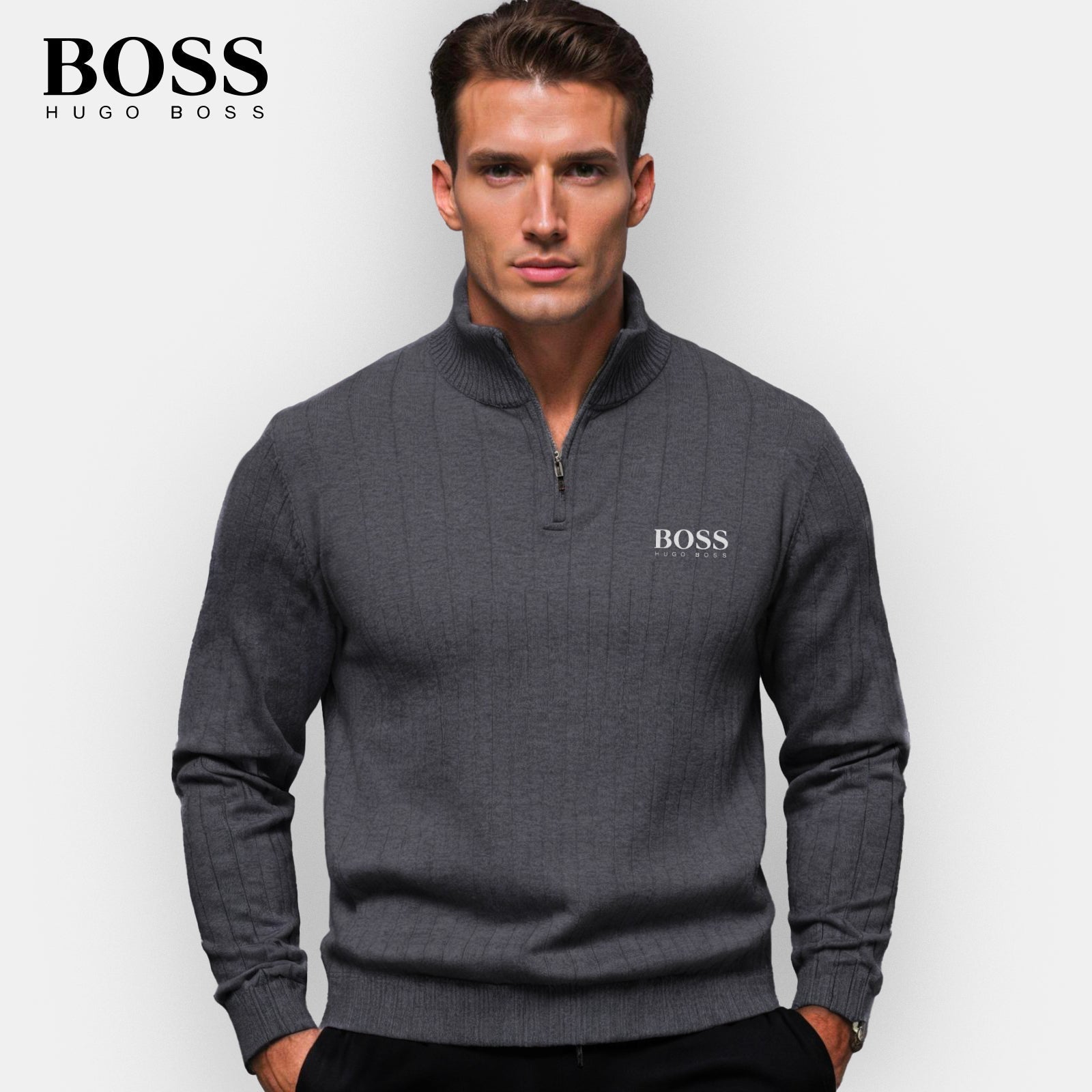 BS™ Ribbed Half-Zip Knit – Premium Men’s Sweater