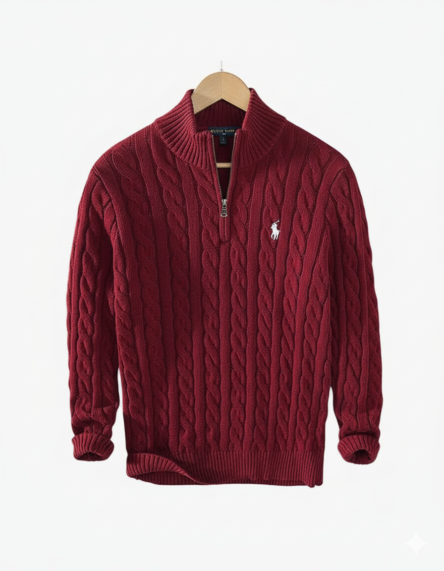 R&amp;L | Suéter de punto trenzado con cremallera de un cuarto